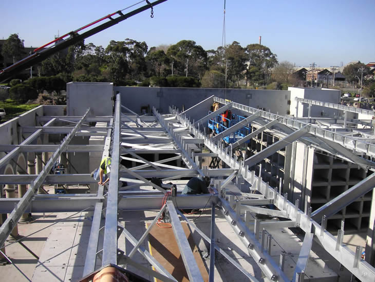 Structural steel building frame