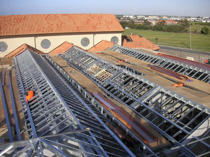 Structural steel roof frames